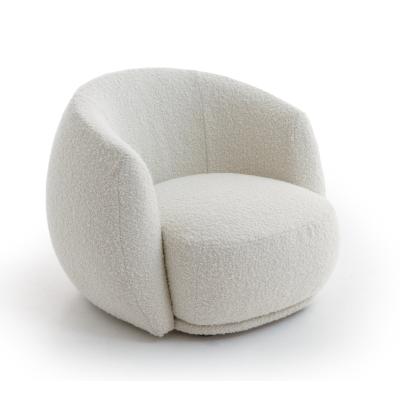 China Best Selling Stretched Curved Accent Boucle Sofa Chair White Sherpa Fleece Sofa Design for sale