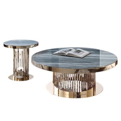 China Extendable Round Marble Metal Leg Design Living Room Top Coffee Table for sale