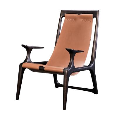 China Antique Leisure Wooden Chaise Wishbone Chair (Others) Adjustable Outdoor Leather Lounge Chair for sale