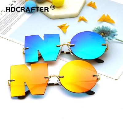 China Fashion Sunglasses HDCRAFTER Colorful Metal NO Sunglasses Shape Part UV400 Cool CE Rimless Eyewear Unisex Eyewear Trendy for sale