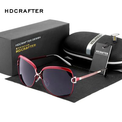 China Classic Fashion HDCRAFTER Sunglasses Metal Ladies Sunglasses Shape Polarized UV400 Lens Driving Brand Glasses Luxury CE Outdoor Eyewear for sale