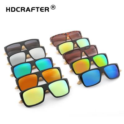 China Fashion Oversized Sunglasses HDCRAFTER Eco-Friendly Bamboo Sunglasses uv400 Driving Colorful Eyewear Customize Logo Square Eyewear CE for sale