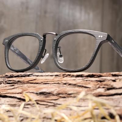 China For HDCRAFTER Reading Glass Acetate Wood High End Grain Retro Optical Glasses Frame Eyewear Classic Square Reading Glasses Unisex CE for sale