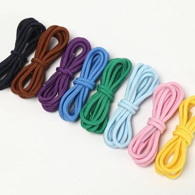 China New 4MM Flat Shoe Laces Unisex Multicolor Waxed Round High Quality Solid Colorful Lace Shoe Laces Unisex for sale