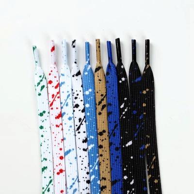 China 120cm/140cm Different Splatter Canvas Sneakers Shoe Laces Flat High Top Casual Shoe Strings Ink Flat Laces 120cm/140cm for sale