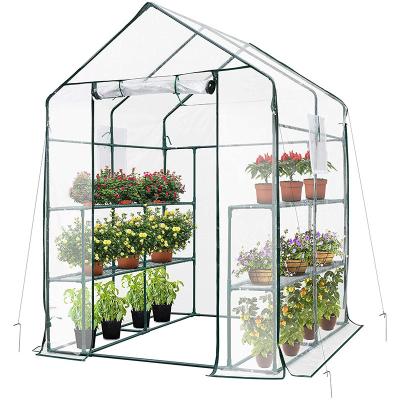 China Inch 3 Tier High Quality Green&Transparent Outdoor PVC Cover Easily Assembled Green House 56*85*76 For Garden Backyard Plant Warmer Tent for sale