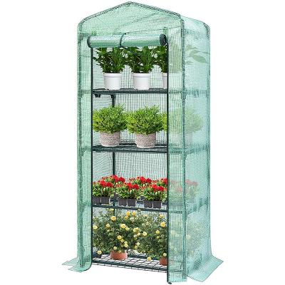 China High Quality PE Fabric Green&Transparent Cover 27*19*63 Tier Easily Assembled Inch 4 Tier Factory Outdoor Heater For Garden Backyard Green House Tent for sale