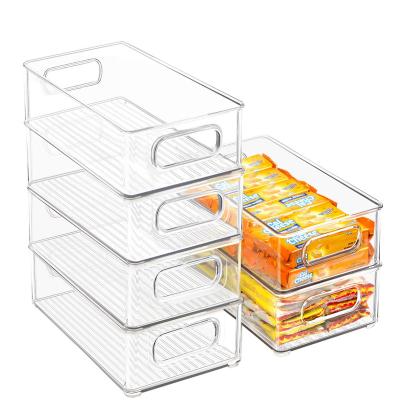 China Stocked 6 Pcs Set Stackable Clear Food Storage Bin Fridge Organizer For Fruit for sale