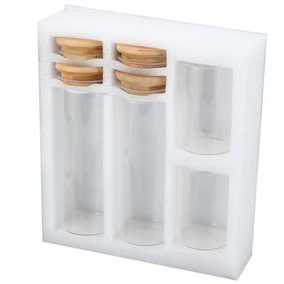 China Custom Hot Sale Transparent Stackable Kitchen Food Storage Freshness 4 PCS Diameter 6.5 Selling Glass Jars Set for sale