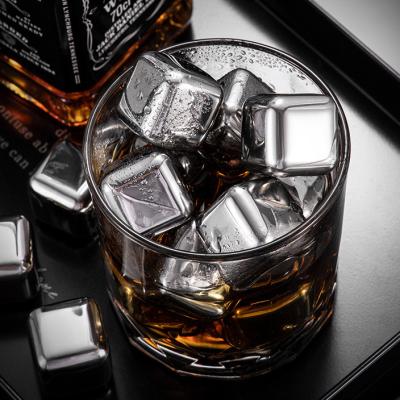 China Viable Hot Selling Bar Accessories Food Grade 304 Stainless Steel Reusable Ice Cube For Whiskey Cola Wine Drinks for sale