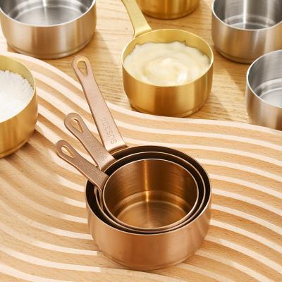 China 304 Viable Rose Gold Stainless Steel Korean Sauce Cups With Handle Mini Dipping Sauce Plate for sale