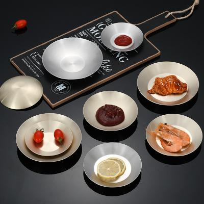 China Sustainable Creative 10cm 12cm 14cm 304 Stainless Steel Round Mini Sauce Dishes For Barbecue Party Dishes for sale