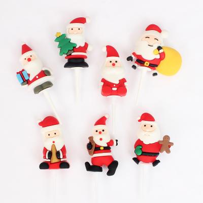 China Factory Hot Stock Supply New Designs Factory Hot Selling 8 Festival New Designs Amazon PVC 3d Santa Festival Decoration Christmas Santa Claus Cake Topper for sale