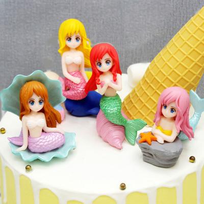 China Beautiful 4 Pcs /set Mermaid Theme Product Plastic Shell Party Tail Decoration Cake Topper Home Birthday Ornament Supplies Festival Figure for sale