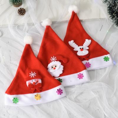 China Cool 2022 Family New Year Products Festival Festival Winter Snowman Merry Red Baby Led Santa For Kid Adults Christmas Hat With Light for sale