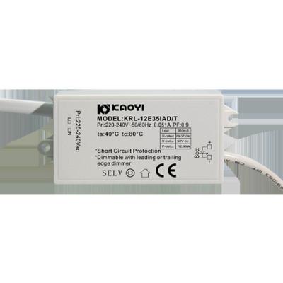 China Waterproof Dimmable LED Constant Current Driver 12W 350mA 30V-38V 36V Power Supply KRL-12E35IAD/T for sale