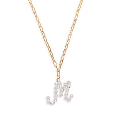 China TRENDY Beauty Alloy Necklace With 26 Initial Letters Pendant Stainless Steel Chain English Gold Plated Women Jewelry for sale