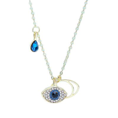 China High Quality Gold Necklace With Eye Pendant With Multilayer Iron Diamond For Women for sale