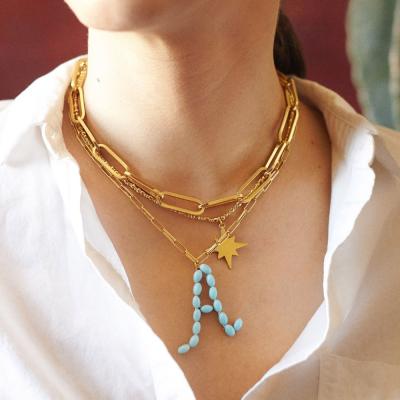 China TRENDY Letter A Capital Pendant For English Necklace Capital Clavicle Alloy Chain Choker for sale