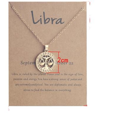 China Fashion Gold Zodiac Sign Pendant Necklace For Women Men Leo Aries Libra Horoscope Necklaces Link Chain Jewelry for sale