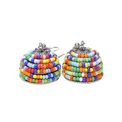 China Religious Trendy Colorful National Indian Lantern Alloy Bead Handmade Earrings for sale