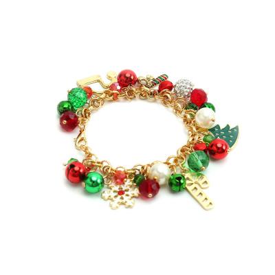 China FASHIONABLE Christmas 2021 bead bracelet with Bell Crystal Snowflake Tree Pearl Pendant for sale