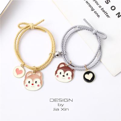 China Wholesale Custom Leather Magnet Romantic Lover Couple Friendship Rope Bracelet for sale