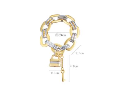 China CLASSIC Couples Jewelry 18K Gold Steel Padlock Cuban Link Hip Hop Bracelet for sale