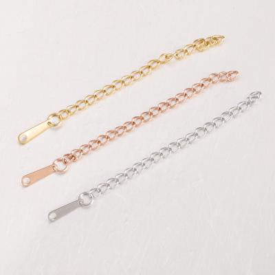 China Unisex Stainless Steel 6.5cm Accessories Necklace Bracelet Extension Gold Chains For Jewelry Making for sale