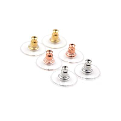 China Fashionable Metal Earring Plugs Clear Plastic Earring Back Replacement Round Earring Rubber Stoppers for sale