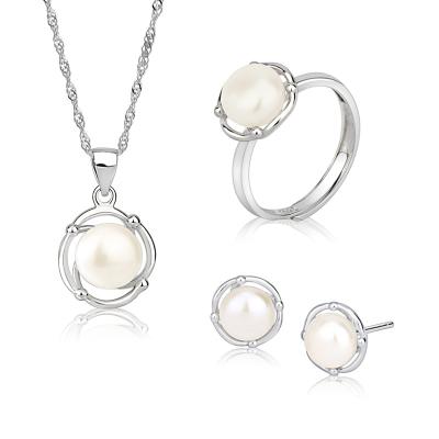 China CLASSIC Round Ring S925 Jewelry Display Set Luxury Silver Earrings Necklace For Women Jewelry for sale