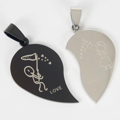 China New 2021 Fashion Stainless Steel Heart Shaped Love Necklace Pendants For Lovers for sale