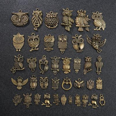 China CLASSIC Mix 40 Animal Animal Owl Ornaments Retro Metal Alloy DIY Fashion Handmade Jewelry Accessories Ethnic Pendant for sale