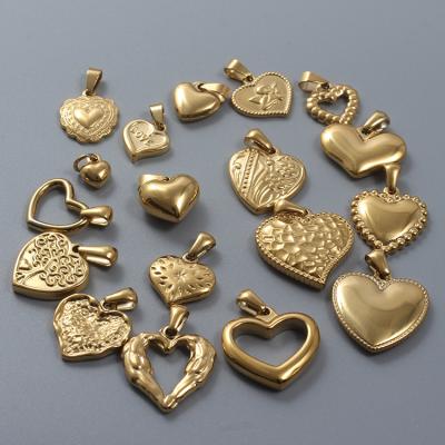 China Mixed Vintage Style Custom Jewelry DIY Accessories Gold Heart Necklace Titanium Steel Pendant for sale