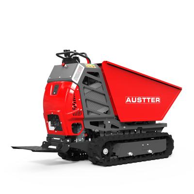 China Farms Austter T50 Skid Steer Gasoline Engine Powered 500KG Small Hauler, Tracked Mini Crawler Dumper for sale