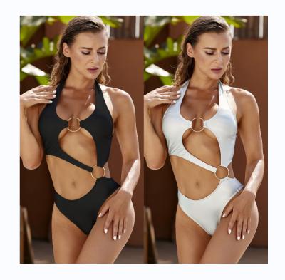 China Daring Bling Bikini Meta Logo Custom Made Breathable l Ring Irregular One Piece Bikini Set Sexy Beachwear for sale