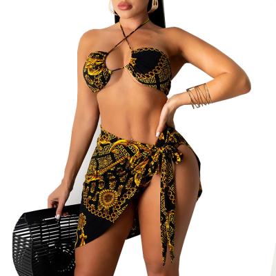 China 2023 Custom Bikini Bottoms Wholesale Price Beach Wear Breathable Bikinis Three Piece Swimwear Skirt Cover Ups Swimsuit Vendor For Women for sale