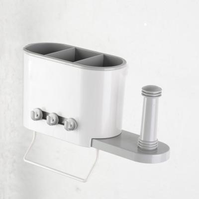 China Viable Online Shopping Toothpaste Dispenser Toothbrush Holder Wall Mount Storage Container Wall Mounted Storage Box for sale