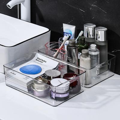 China Various Designs Sustainable Plastic Fridge Organizer Bins Storage With Transparent Handle for sale