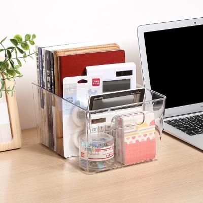 China Durable Plastic Storage Box Books Clear Storage Boxes and Organizing Bins Desk Organizer for sale