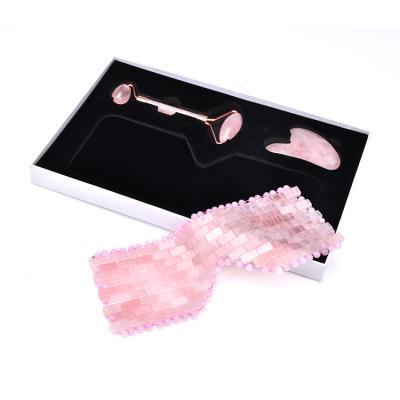 China Anti-wrinkle 2021 new products sleep rose quartz eye mask with jade roller and gua sha for eye protection for sale