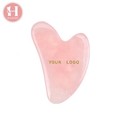 China Support new cool feeling material customization. Natural Guasha Tip Shape Rose Quartz Peach Gua Sha Facial Tool. for sale