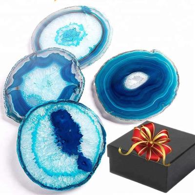 China Europe Wine Tea Decoration Ornaments Irregular Quartz Crystal Coaster Random Color Agate Slice for sale