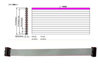 中国 ポリ塩化ビニールの女性の男性28 AWG 1.27mmの適用範囲が広いフラット ケーブル 販売のため