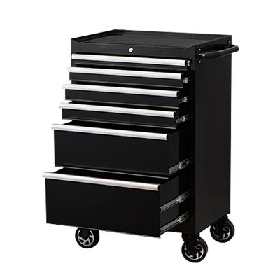 China Auto Repair Shops Warehouse /family/factory/Garage Competitive Price Storage Car Repairing Metal Tool Trolley Black Color 6 Drawers Tool Cabinet Steel Trolley With Wheels for sale