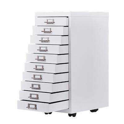 China Creative Universal 10 Drawer Office Filing Cabinet Metal Office File Storage Cabinet Customized Steel Cabinet With Silver White Drawer Pull for sale