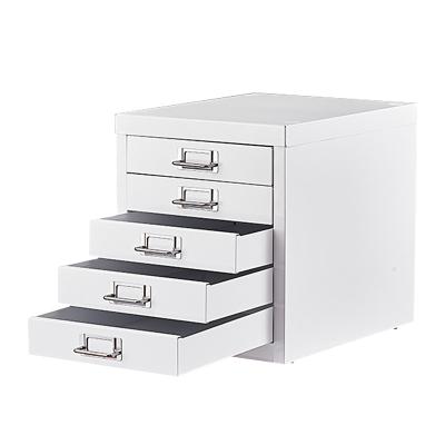 China Creative Universal Metal 5 Drawer Office Closet Metal Office Storage Fireproof Closet File Cabinet With Silver White Drawer Pulls for sale