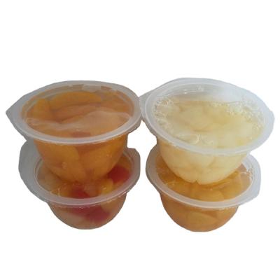 China Canned Peach Tangerine Pear Fruit Plastic Cup In Juice Canned Fruits In Cup for sale