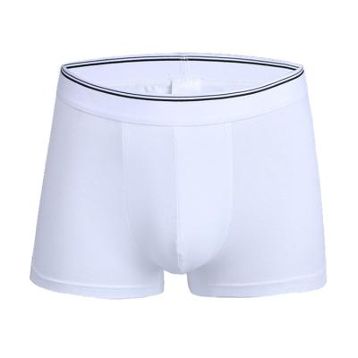 China Breathable Custom Logo Mens Underwear White 100% Cotton Plus Size Boxer Briefs for sale