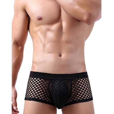 China Sexy Underwear Briefs Custom Sexy Transparent Men's Shorts Boxers Briefs Black Mesh Underwear for sale